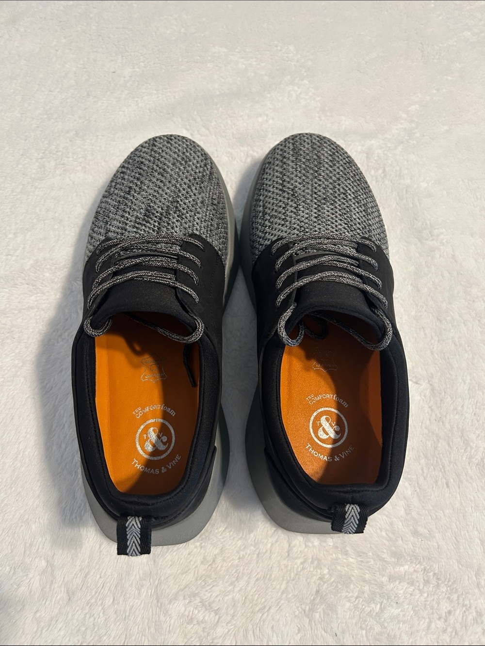 Thomas & Vine Hadden  Men's Casual Sneakers Knit Lace-Up Shoes in Gray/ Black. - Picture 5 of 11